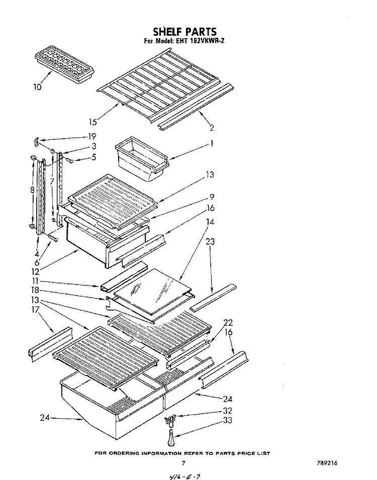 SHELF Diagram and Parts List for EHT182VKWR2  Whirlpool Refrigerator