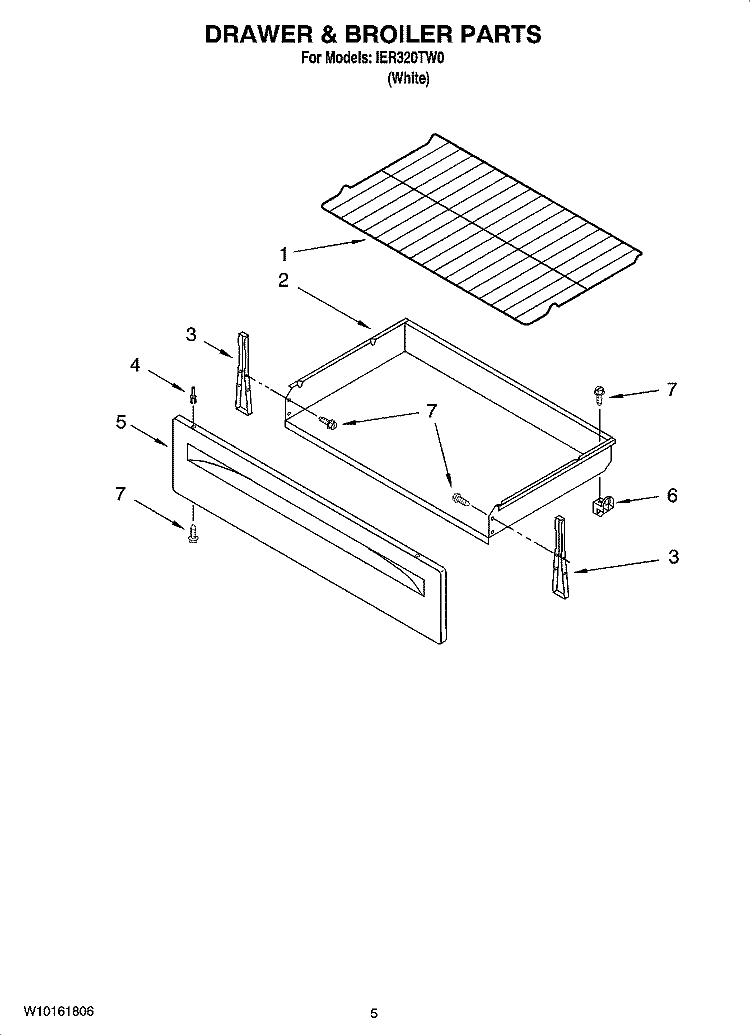 DRAWER & BROILER PARTS Diagram and Parts List for IER320TW0  Inglis Range