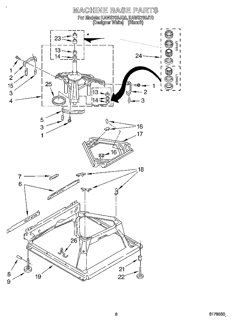 MACHINE BASE Diagram and Parts List for KAWS700JQ0  KitchenAid Washer