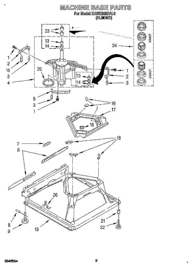 MACHINE BASE Diagram and Parts List for KAWE668BAL0  KitchenAid Washer