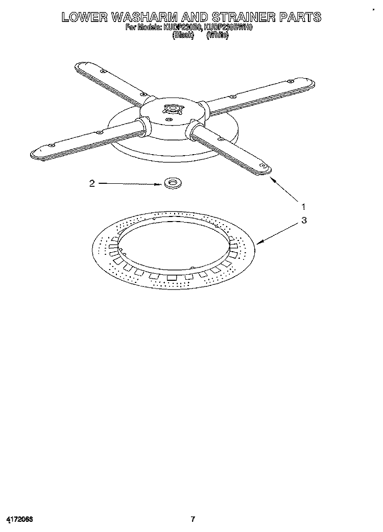 LOWER WASHARM AND STRAINER Diagram and Parts List for KUDP230BWH0  KitchenAid Dishwasher