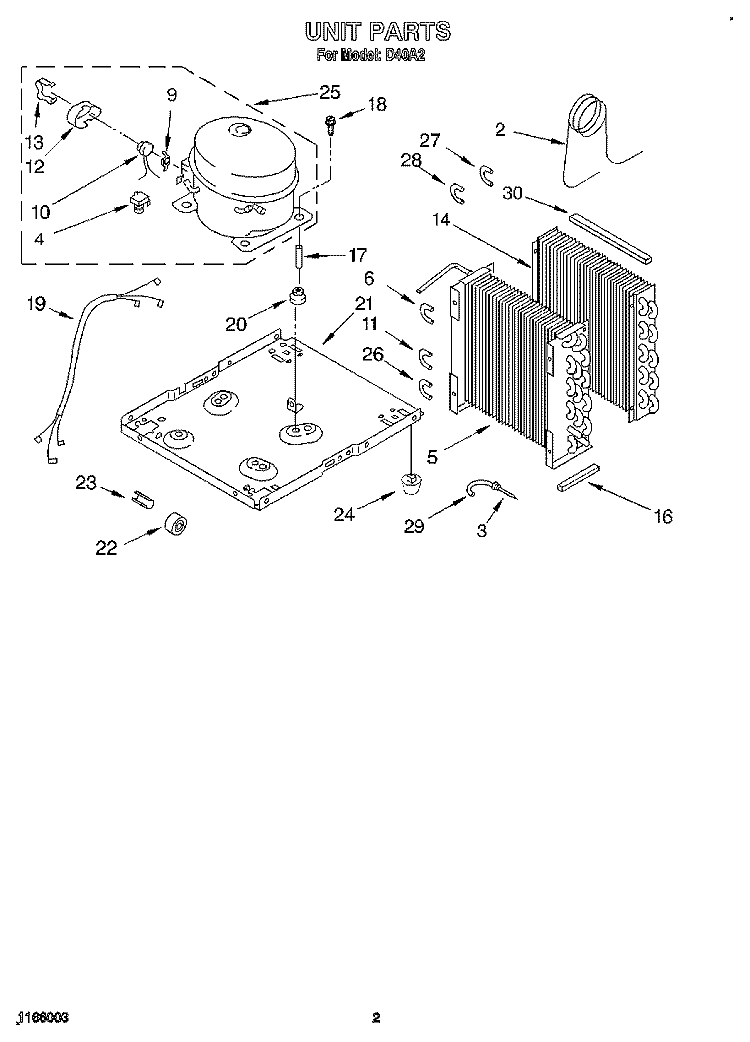 UNIT, LITERATURE Diagram and Parts List for D40A2  Whirlpool Dehumidifier