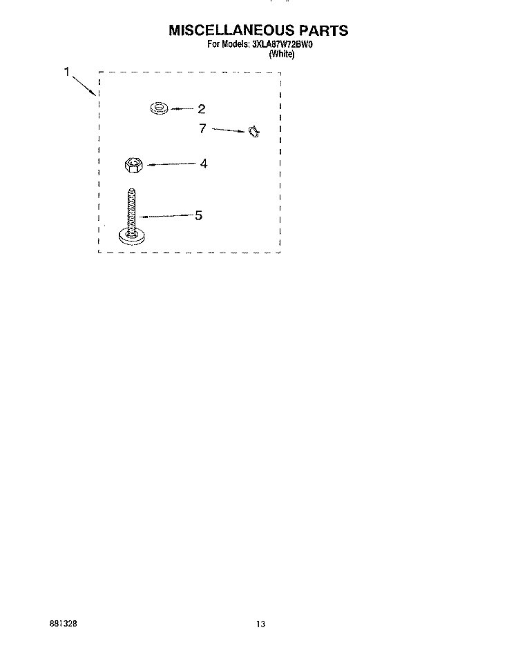 MISCELLANEOUS, LIT/OPTIONAL Diagram and Parts List for 3XLA87W72BW0  Whirlpool Washer