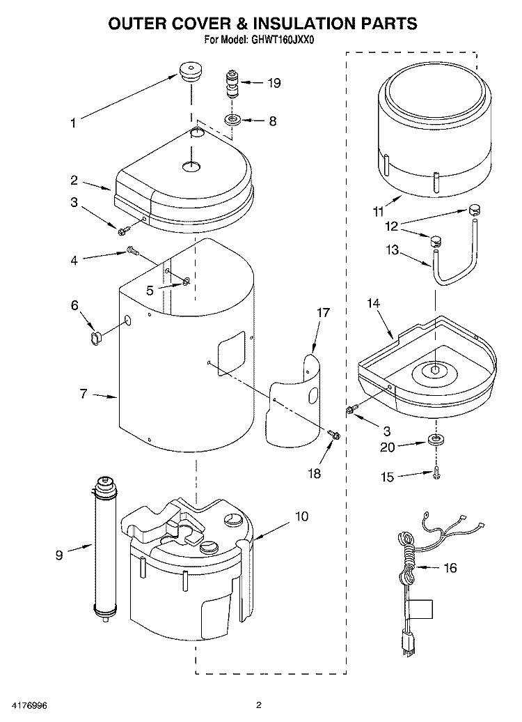 SECTION Diagram and Parts List for GHWT160JXX0  Whirlpool Miscellaneous