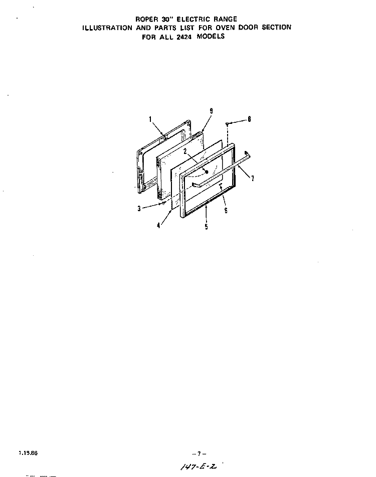 SECTION Diagram and Parts List for 2424W0A  Roper Range