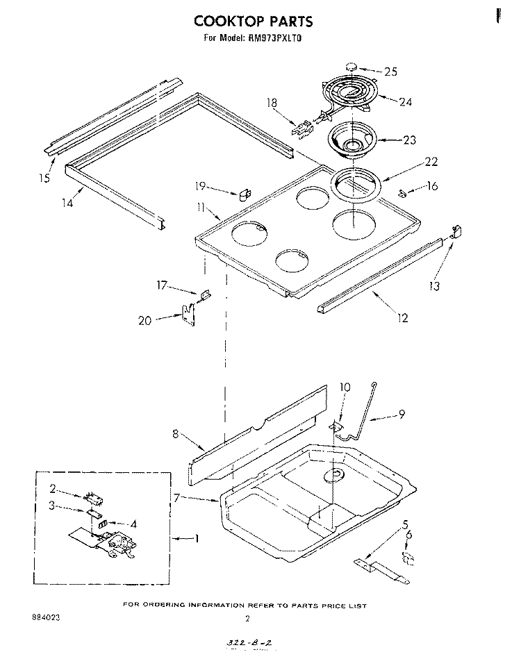 COOKTOP Diagram and Parts List for RM973PXLT0  Whirlpool Microwave Oven Combo
