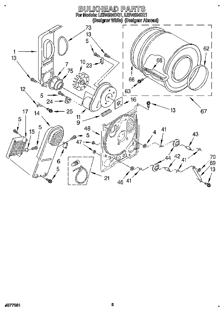 SECTION Diagram and Parts List for LER4624DZ1  Whirlpool Dryer