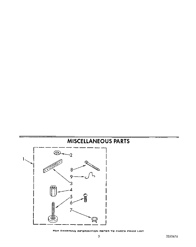 MISCELLANEOUS Diagram and Parts List for LA5380XTF1  Whirlpool Washer