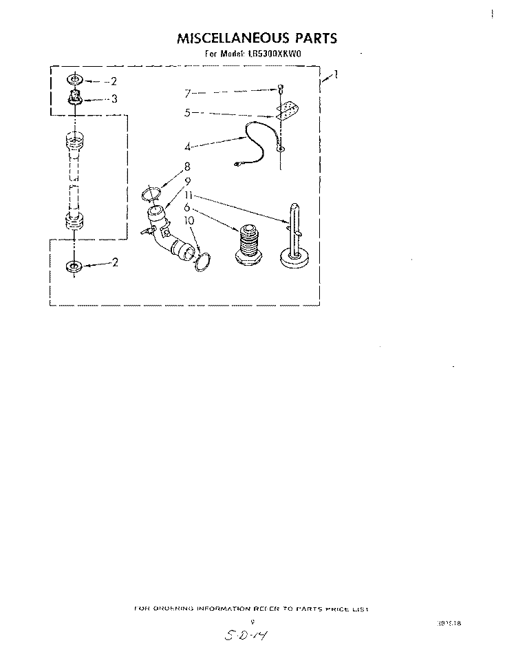 MISCELLANEOUS , LIT/OPTIONAL Diagram and Parts List for LB5300XKW0  Whirlpool Washer
