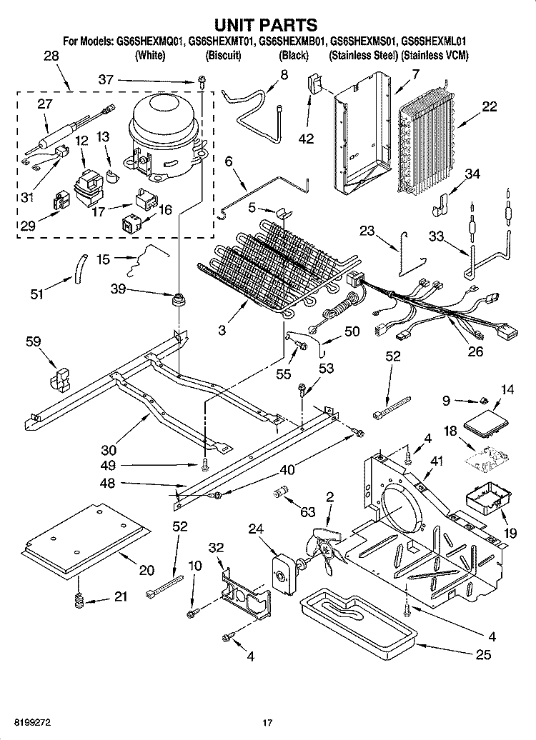 UNIT PARTS Diagram and Parts List for GS6SHEXML01  Whirlpool Refrigerator