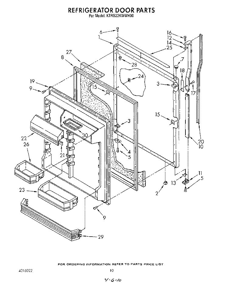 REFRIGERATOR Diagram and Parts List for KTRS22KWAL00  KitchenAid Refrigerator