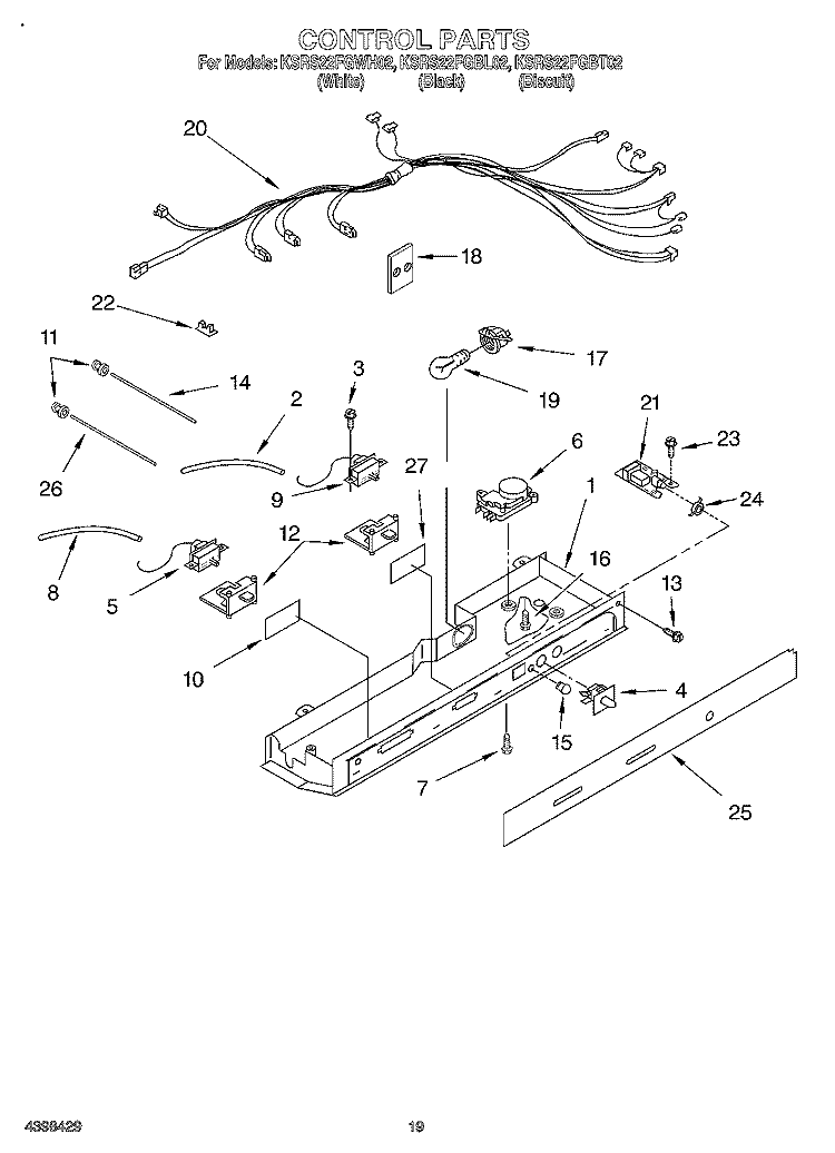 CONTROL, OPTIONAL Diagram and Parts List for KSRS22FGBL02  KitchenAid Refrigerator