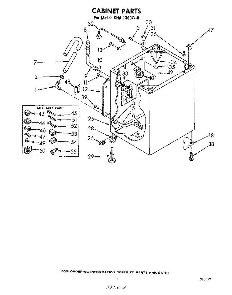 CABINET Diagram and Parts List for CHA1300W0  Whirlpool Washer