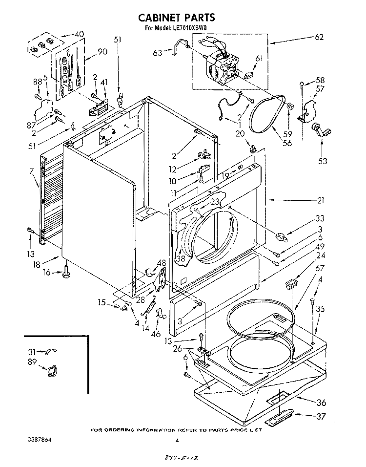 SECTION Diagram and Parts List for LE7010XSW0  Whirlpool Dryer