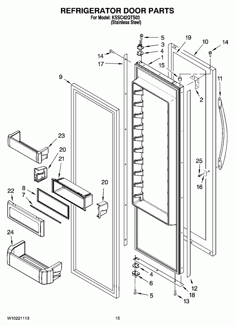 REFRIGERATOR DOOR PARTS Diagram and Parts List for KSSC42QTS03  KitchenAid Refrigerator