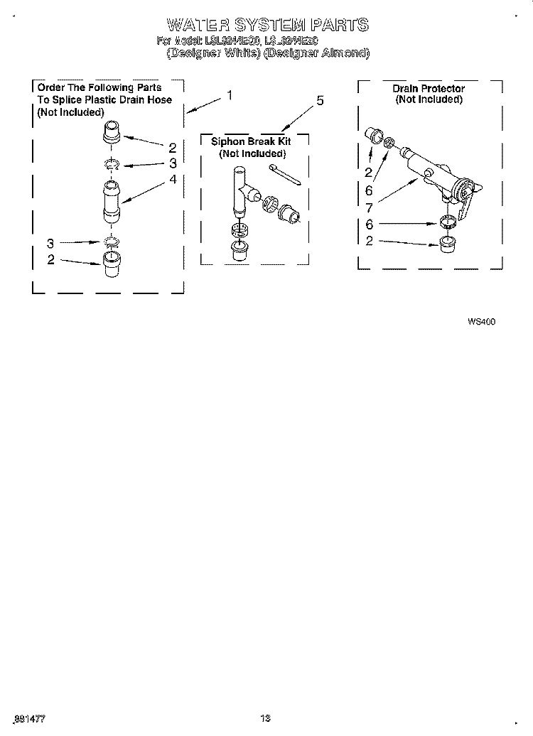 WATER SYSTEM Diagram and Parts List for LSL9244EZ0  Whirlpool Washer