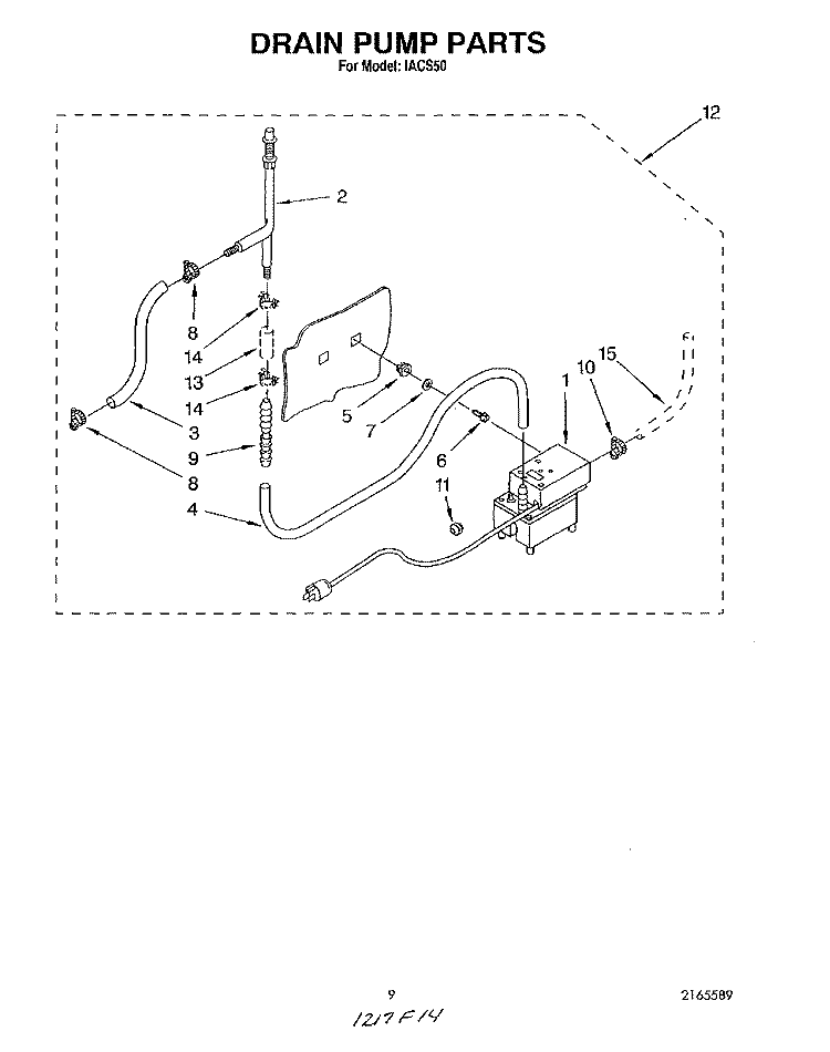 DRAIN PUMP Diagram and Parts List for IACS50  Whirlpool Ice Maker