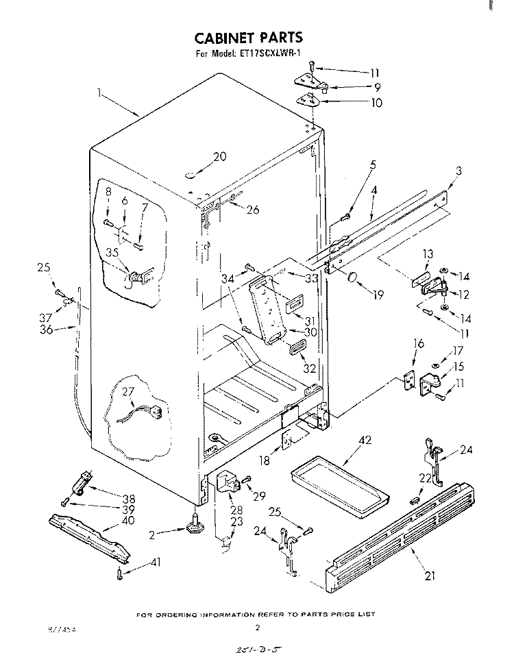 CABINET Diagram and Parts List for ET17SCXLWR1  Whirlpool Refrigerator