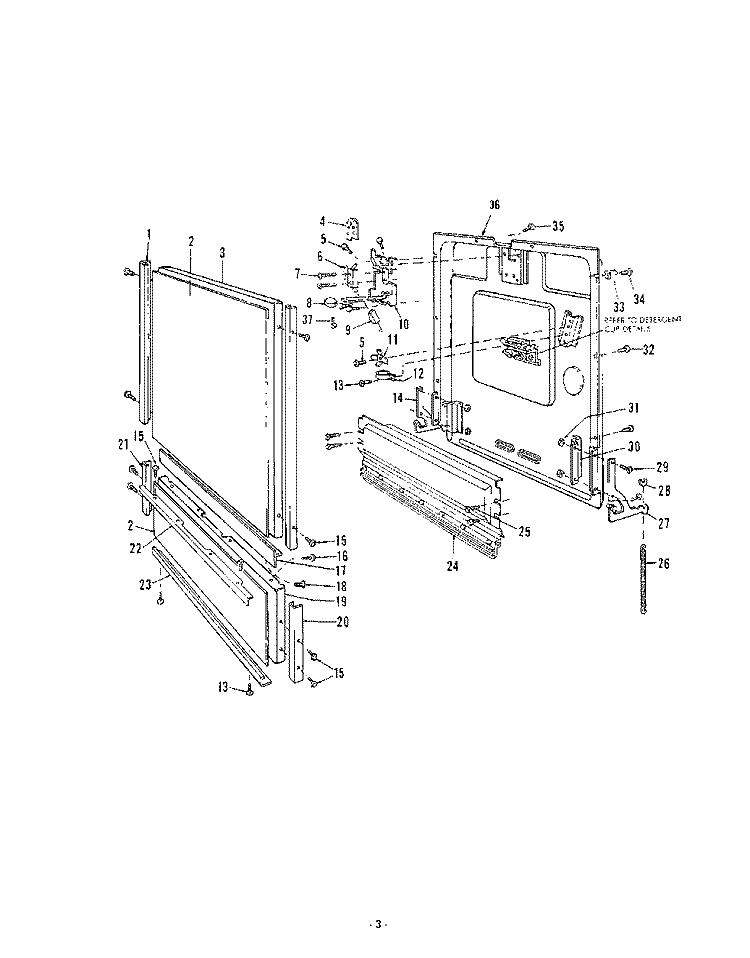 DOOR Diagram and Parts List for 8585L00  Roper Dishwasher