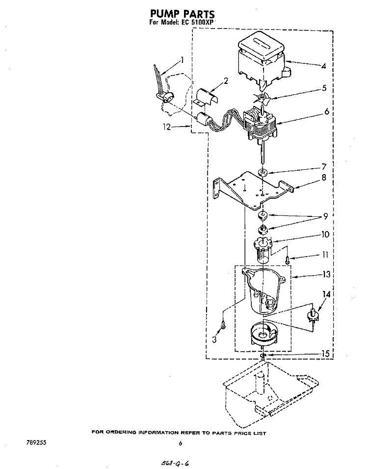 PUMP Diagram and Parts List for EC5100XP  Whirlpool Ice Maker