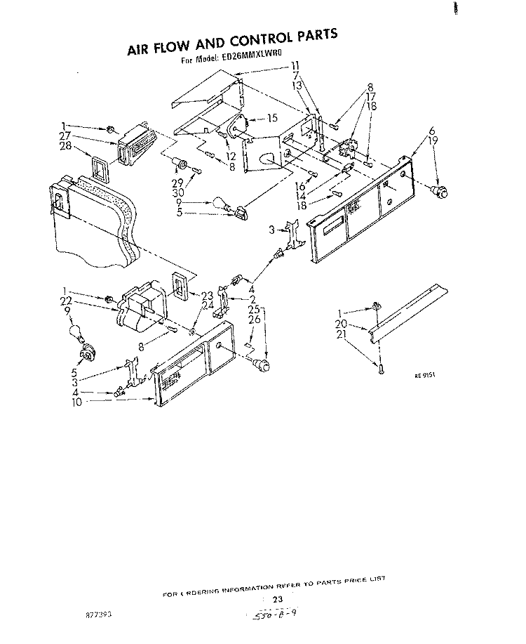 AIR FLOW AND CONTROL, NOT ILLUSTRAT Diagram and Parts List for ED26MMXLWR0  Whirlpool Refrigerator