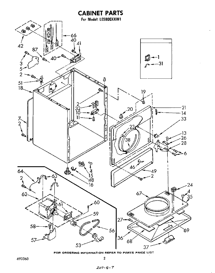 SECTION Diagram and Parts List for LE5800XKW1  Whirlpool Dryer
