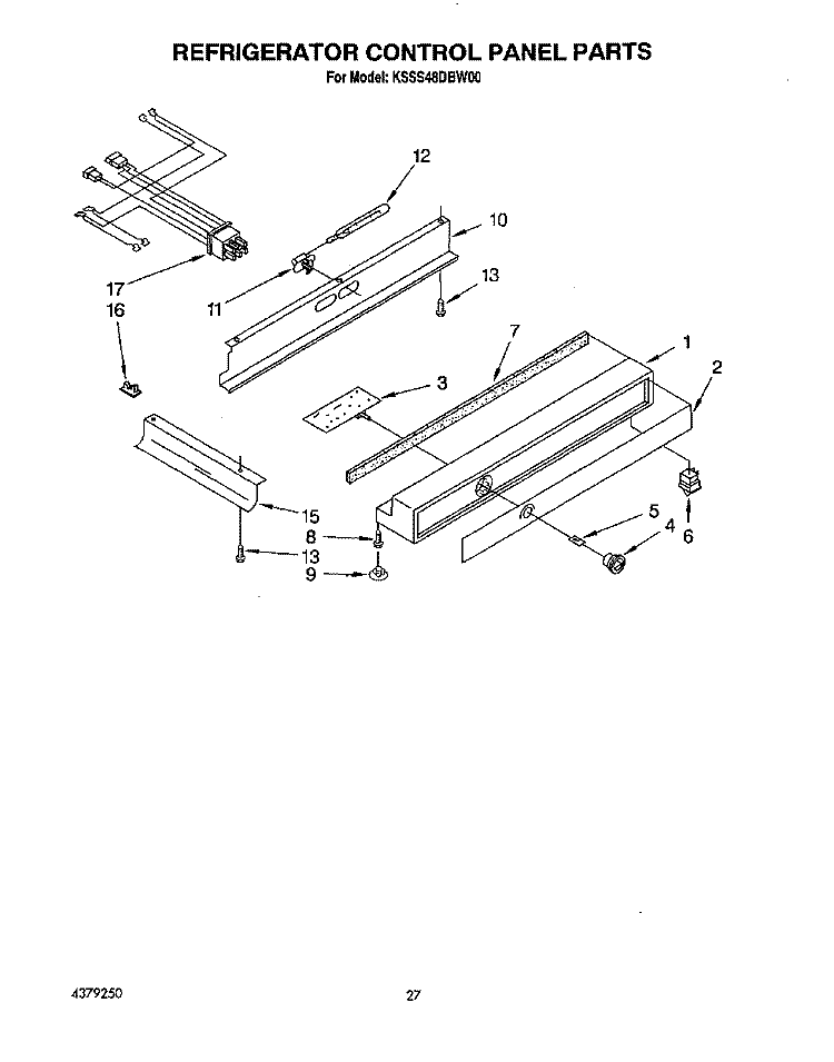REFRIGERATOR CONTROL PANEL Diagram and Parts List for KSSS48DBW00  KitchenAid Refrigerator