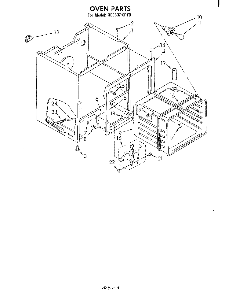 OVEN Diagram and Parts List for RE953PXPT0  Whirlpool Range