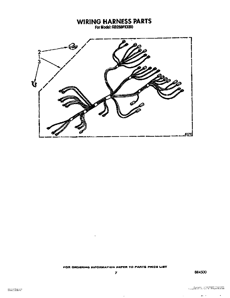 WIRING HARNESS Diagram and Parts List for RB260PXXW0  Whirlpool Wall Oven