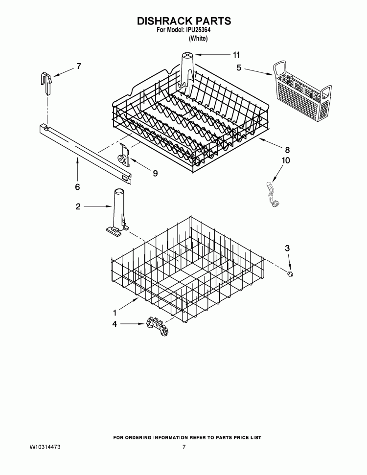 DISHRACK PARTS Diagram and Parts List for IPU25364  Inglis Dishwasher