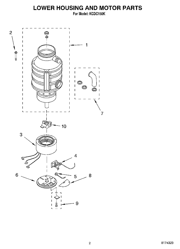 SECTION Diagram and Parts List for KCDC150K  KitchenAid Food Waste Disposer