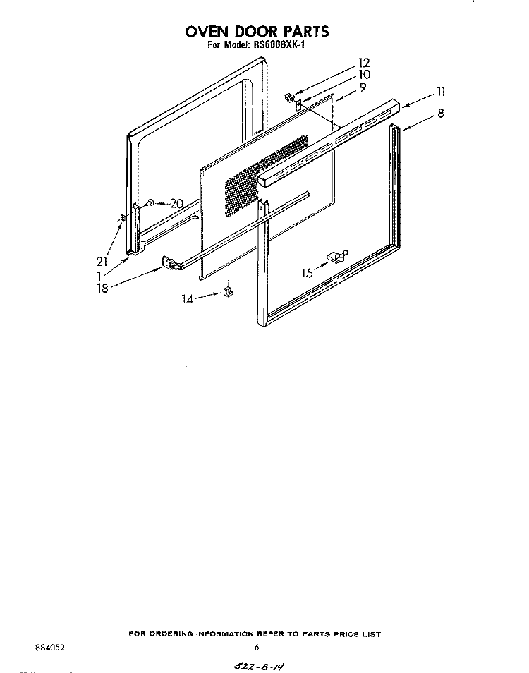 SECTION Diagram and Parts List for RS600BXK1  Whirlpool Range