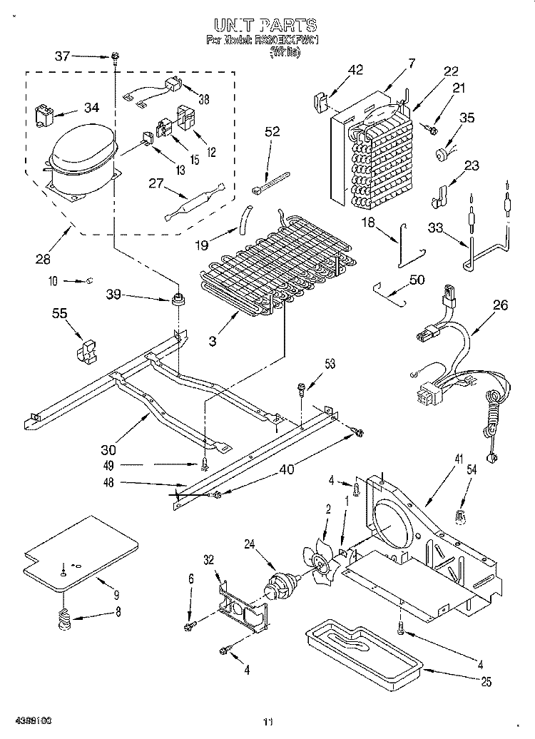 UNIT Diagram and Parts List for RS20EKXFW01  Roper Refrigerator