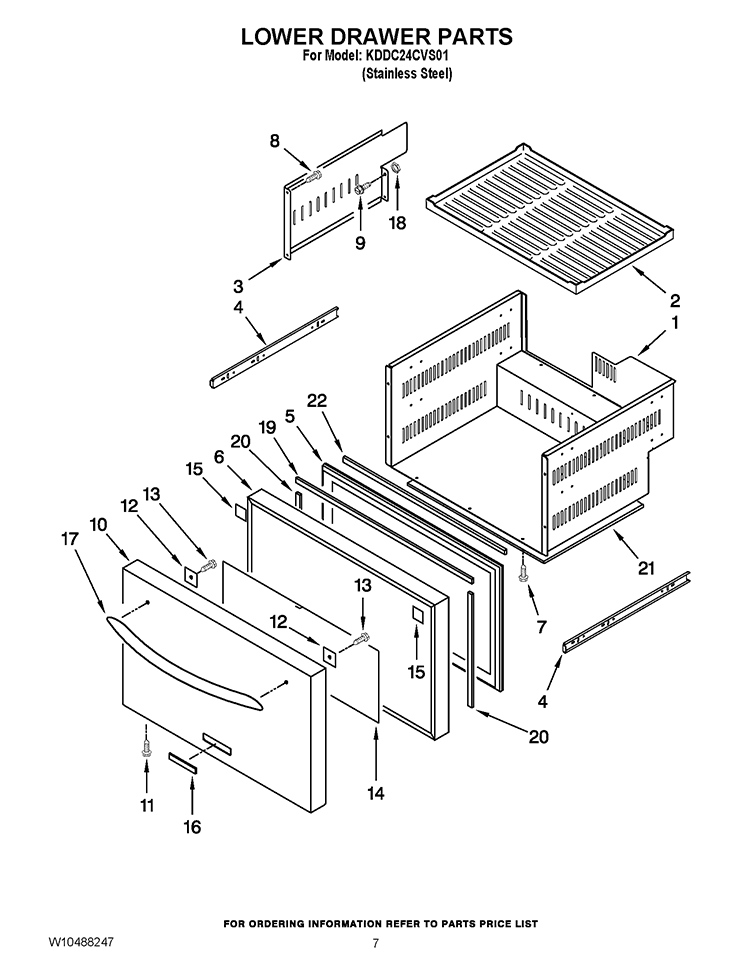 LOWER DRAWER PARTS Diagram and Parts List for KDDC24CVS01  KitchenAid Refrigerator