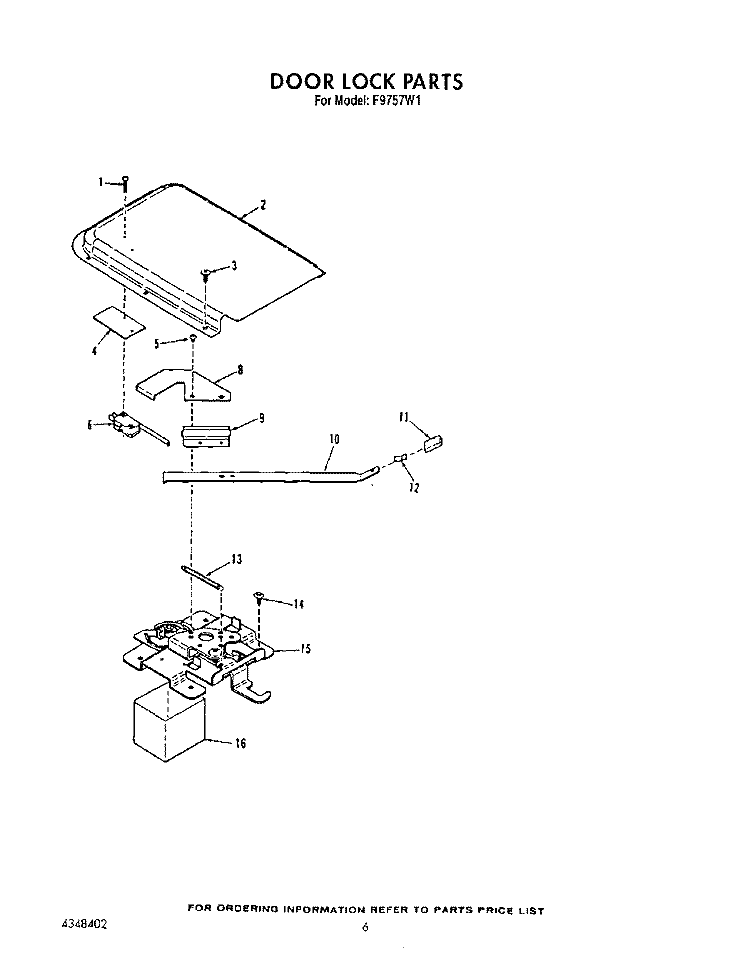 DOOR LOCK Diagram and Parts List for F9757W1  Roper Range