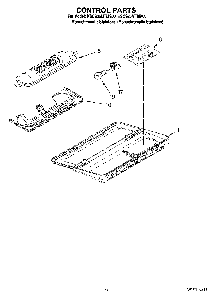 CONTROL PARTS Diagram and Parts List for KSCS25MTMS00  KitchenAid Refrigerator