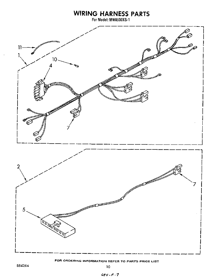 WIRING HARNESS , LITERATURE AND OPTIONAL Diagram and Parts List for MW8500XS1  Whirlpool Microwave