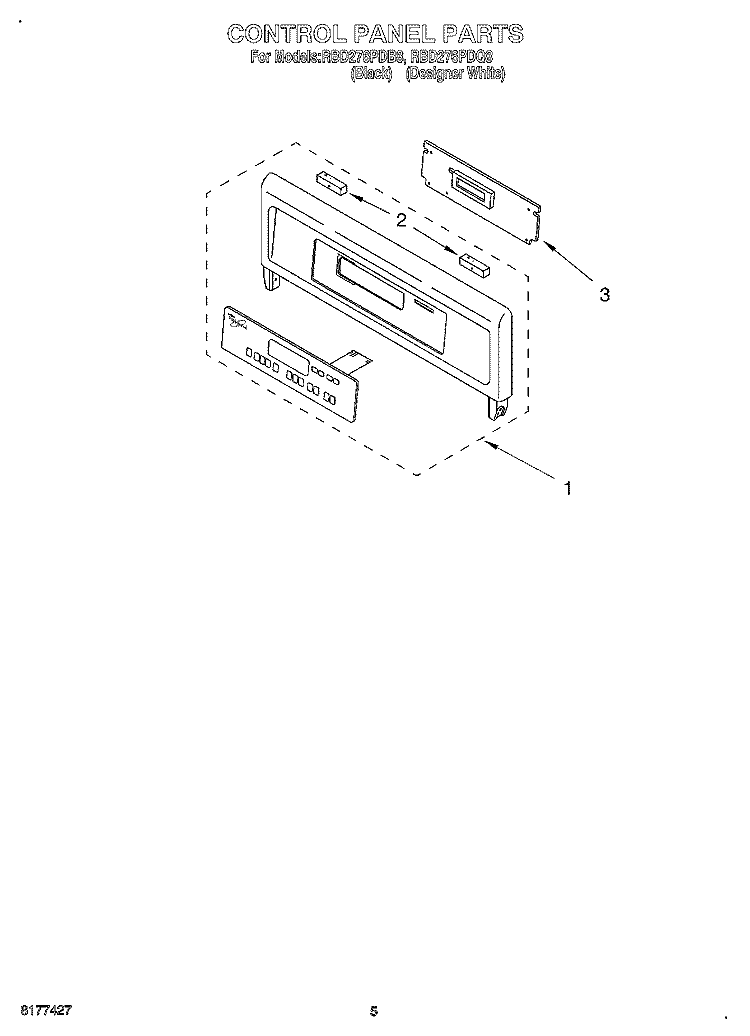 CONTROL PANEL Diagram and Parts List for RBD276PDQ8  Whirlpool Wall Oven