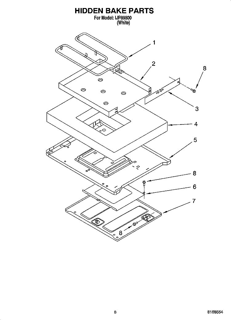 HIDDEN BAKE PARTS, MISCELLANEOUS PARTS Diagram and Parts List for IJP89800  Inglis Range