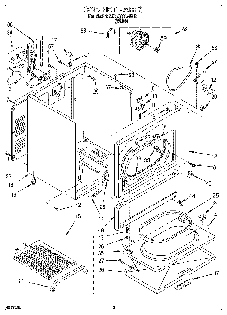 SECTION Diagram and Parts List for KEYE777BWH2  KitchenAid Dryer