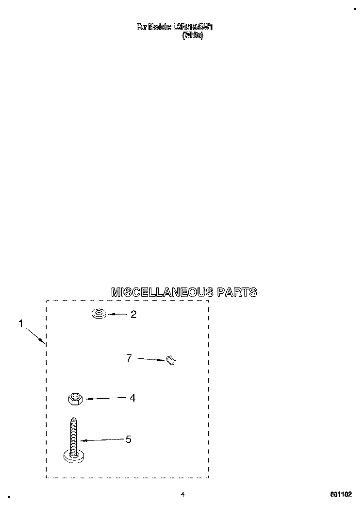 MISCELLANEOUS Diagram and Parts List for LSR6132BW1  Whirlpool Washer