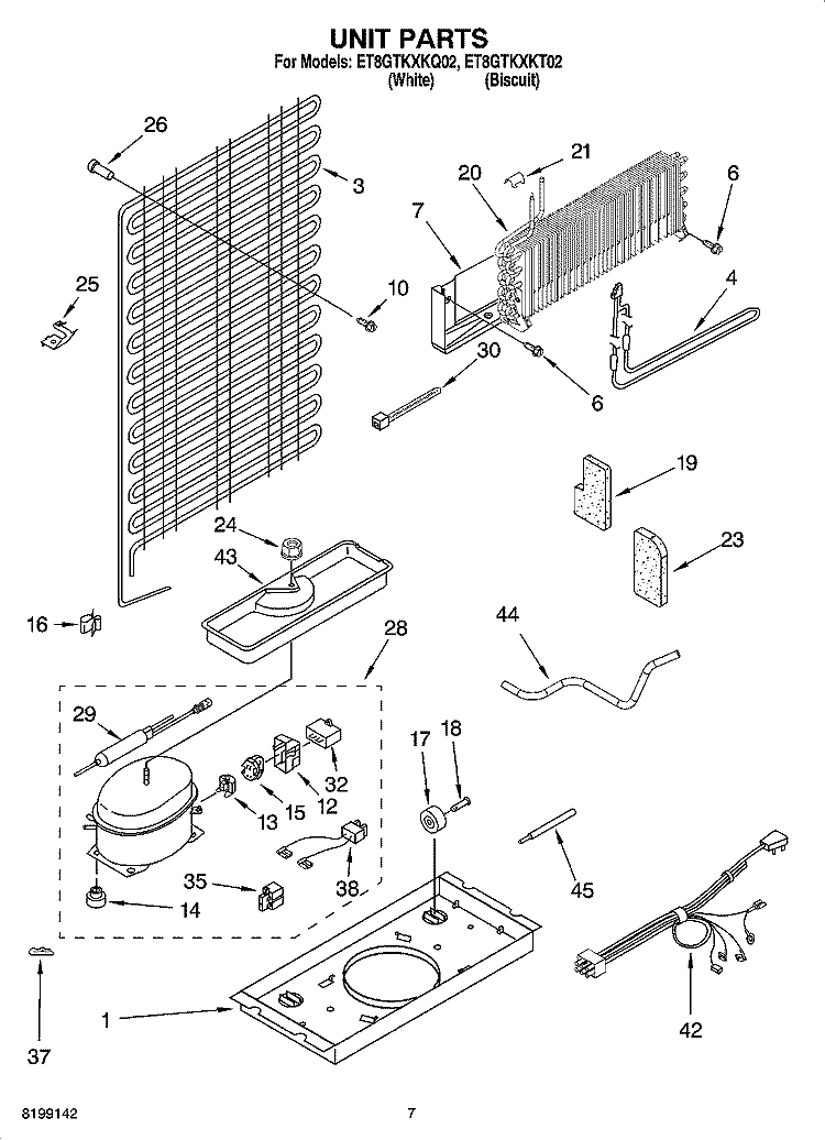 UNIT PARTS Diagram and Parts List for ET8GTKXKQ02  Whirlpool Refrigerator