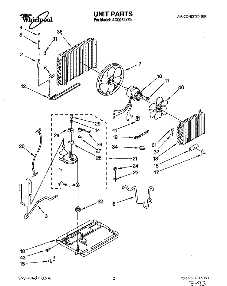 UNIT, LIT/OPTIONAL Diagram and Parts List for ACQ062XZ0  Whirlpool Air Conditioner