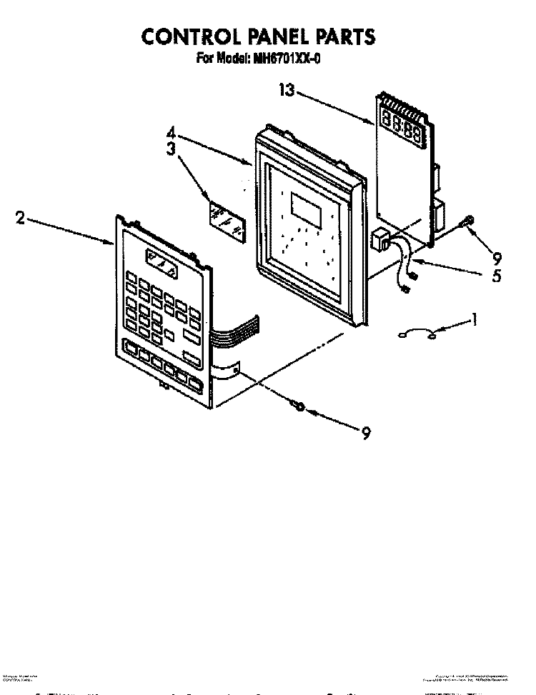 CONTROL PANEL Diagram and Parts List for MH6701XX0  Whirlpool Microwave