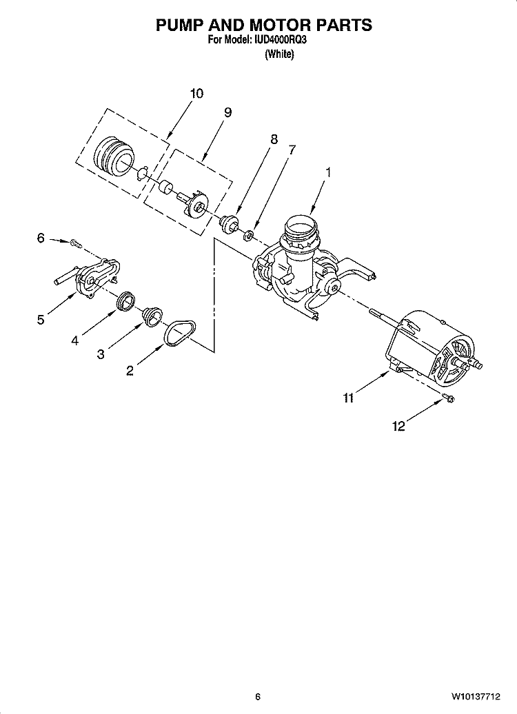 PUMP AND MOTOR PARTS Diagram and Parts List for IUD4000RQ3  Whirlpool Dishwasher