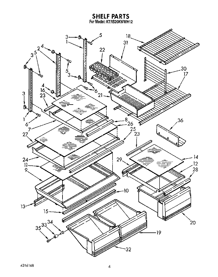 SHELF, LIT/OPTIONAL Diagram and Parts List for KTRS20KWAL12  KitchenAid Refrigerator