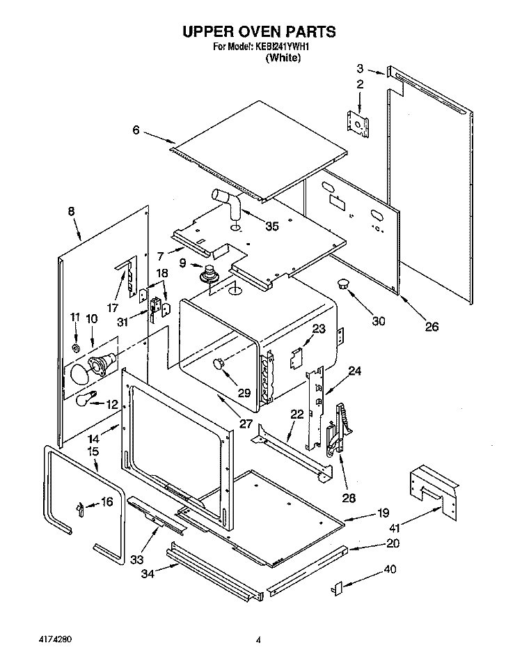 UPPER OVEN, OPTIONAL Diagram and Parts List for KEBI241YWH1  KitchenAid Wall Oven