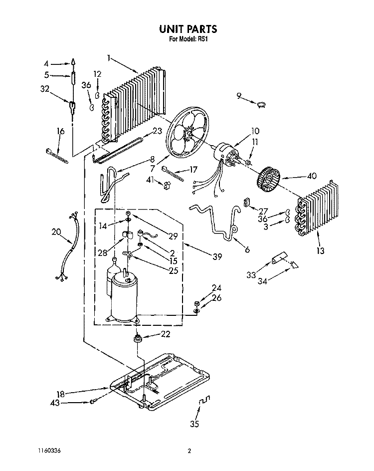 UNIT, LIT/OPTIONAL Diagram and Parts List for R51  Whirlpool Air Conditioner