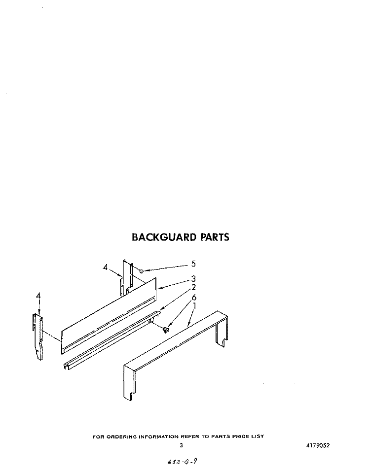BACKGUARD Diagram and Parts List for SF010EERW0  Whirlpool Range
