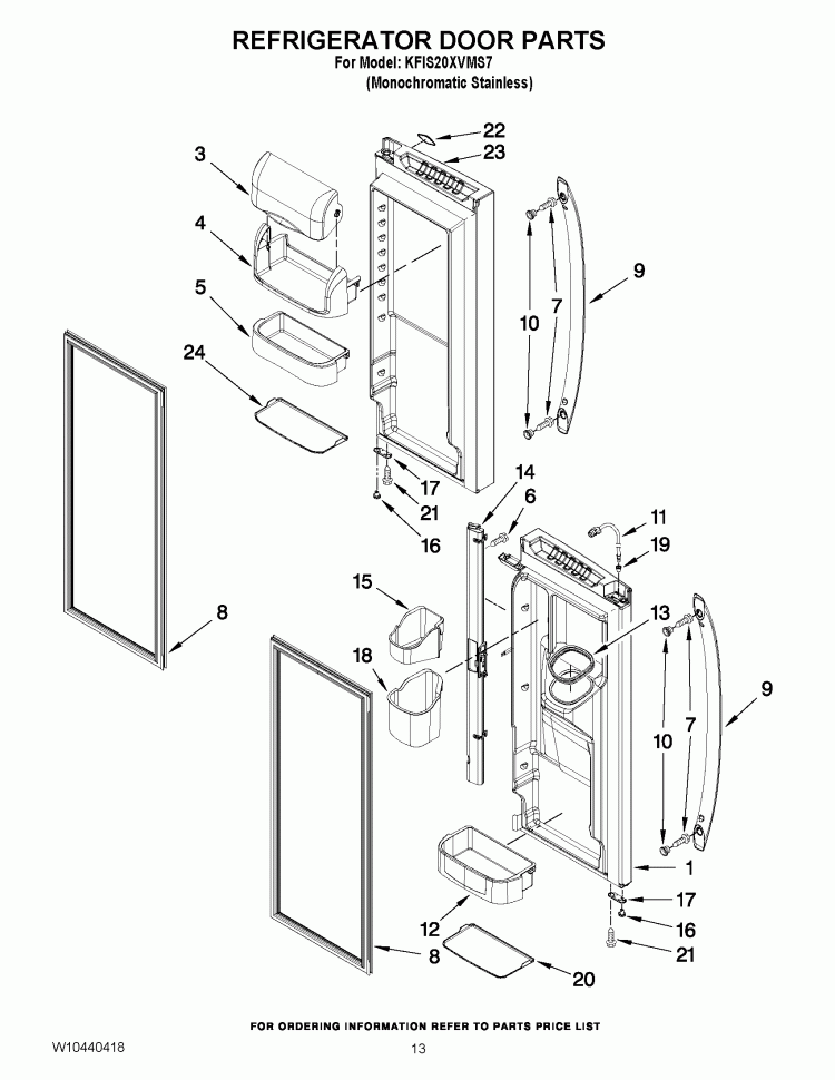 REFRIGERATOR DOOR PARTS Diagram and Parts List for KFIS20XVMS6  KitchenAid Refrigerator